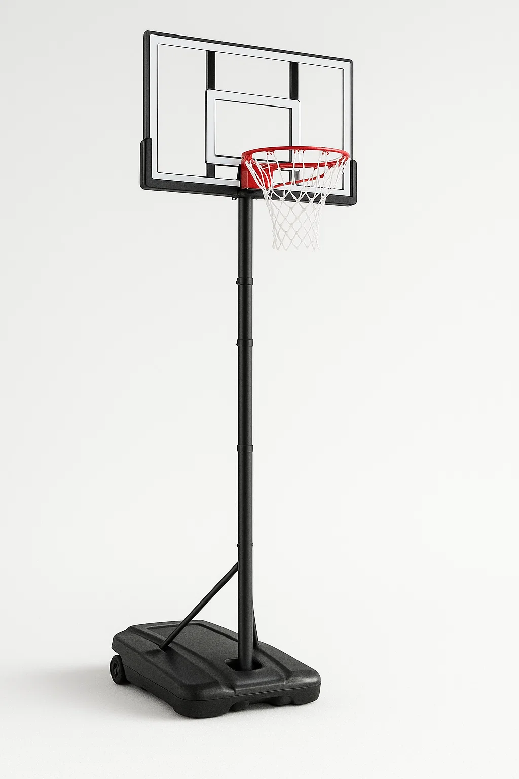 Sportlicher, verstellbarer Basketballkorb aus schwarzem Kunststoff für den Außenbereich, 110 × 70 × 305 cm, aDtyEOoP92ke