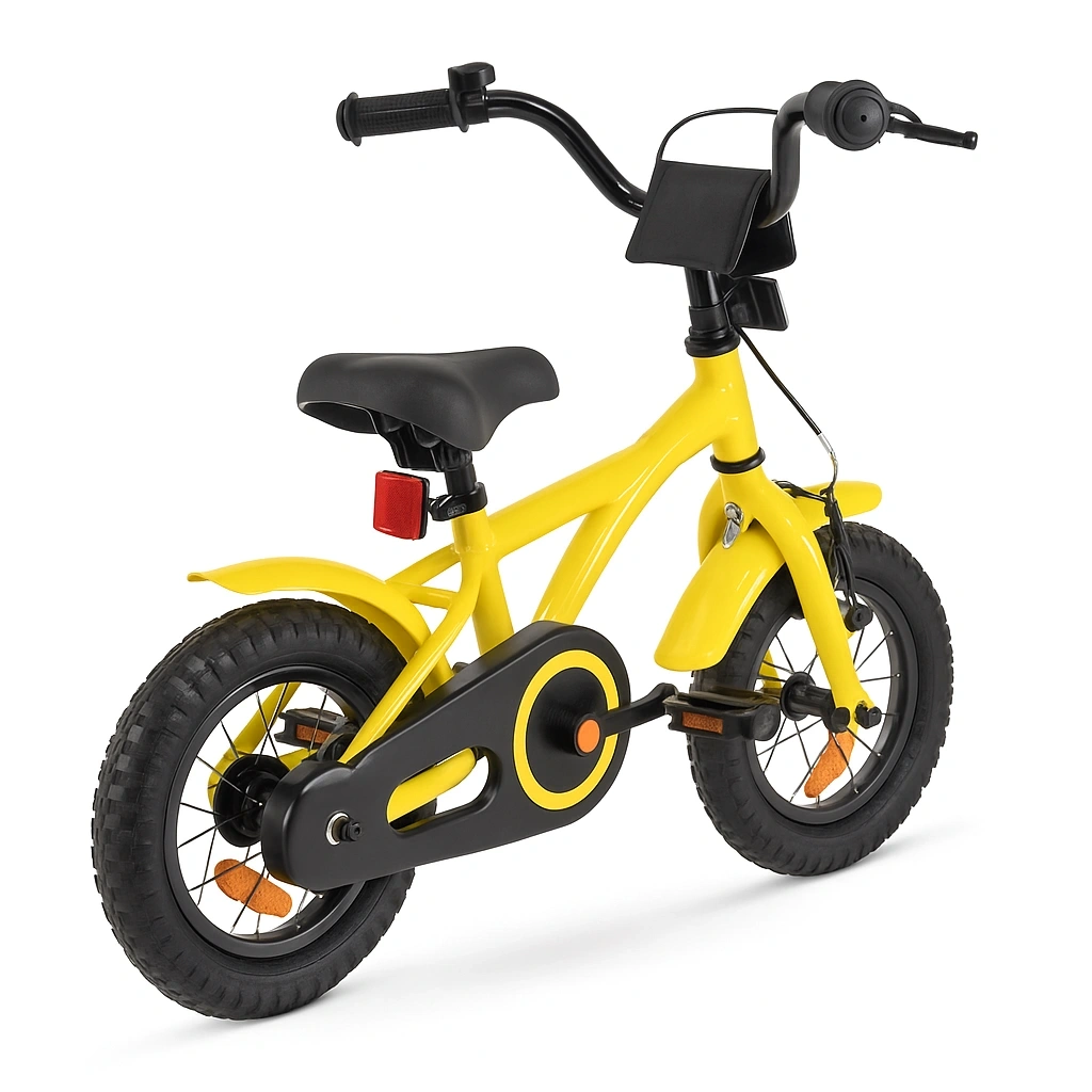 Gelbes Stahl-Kinderfahrrad, 2 Räder, Citybike - KJXhOYyy87vI