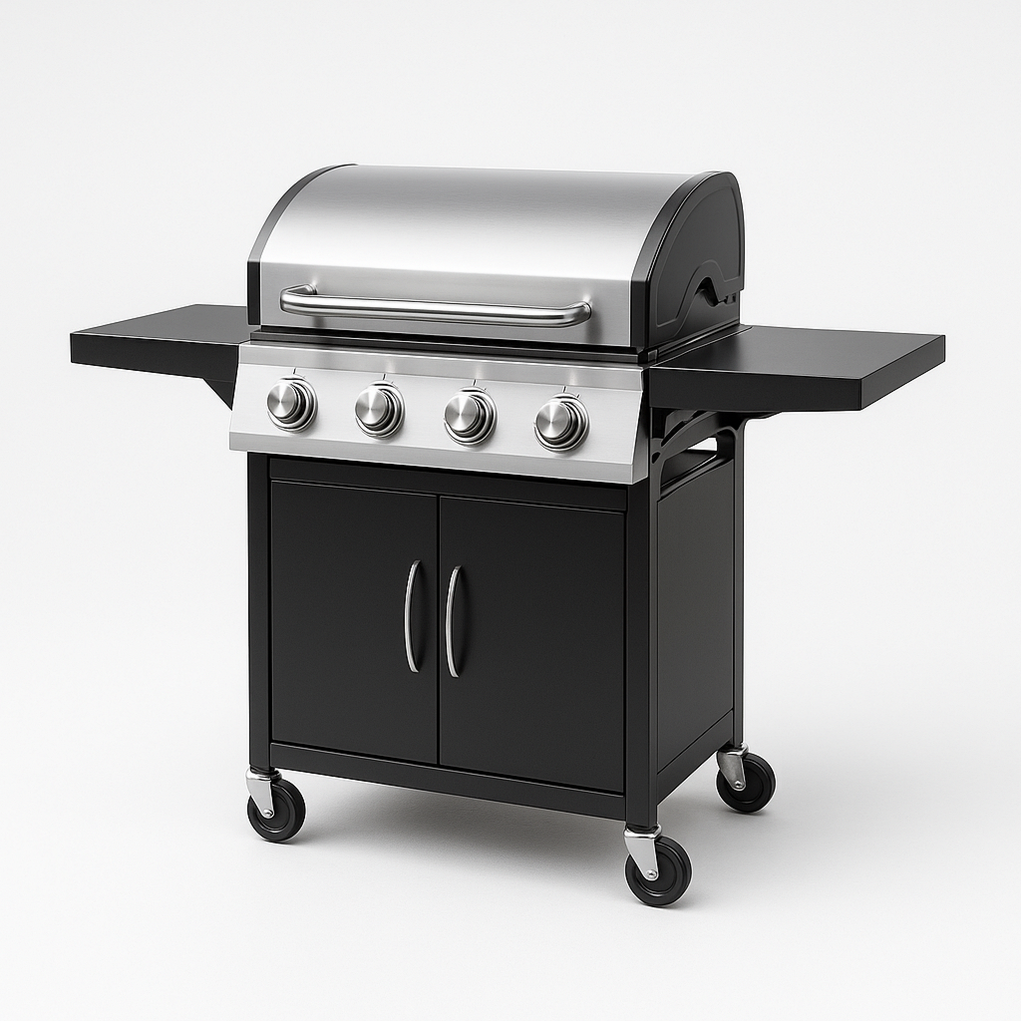 Gasgrills 110x55x125 cm schwarz/silber NApBtOf358xF