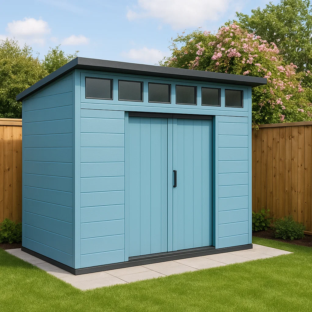 Gartenhaus, Geräteschuppen, himmelblau, Kunstharz, Gartenaufbewahrung, 190 x 150 x 200 cm, ecKgZxL215eE