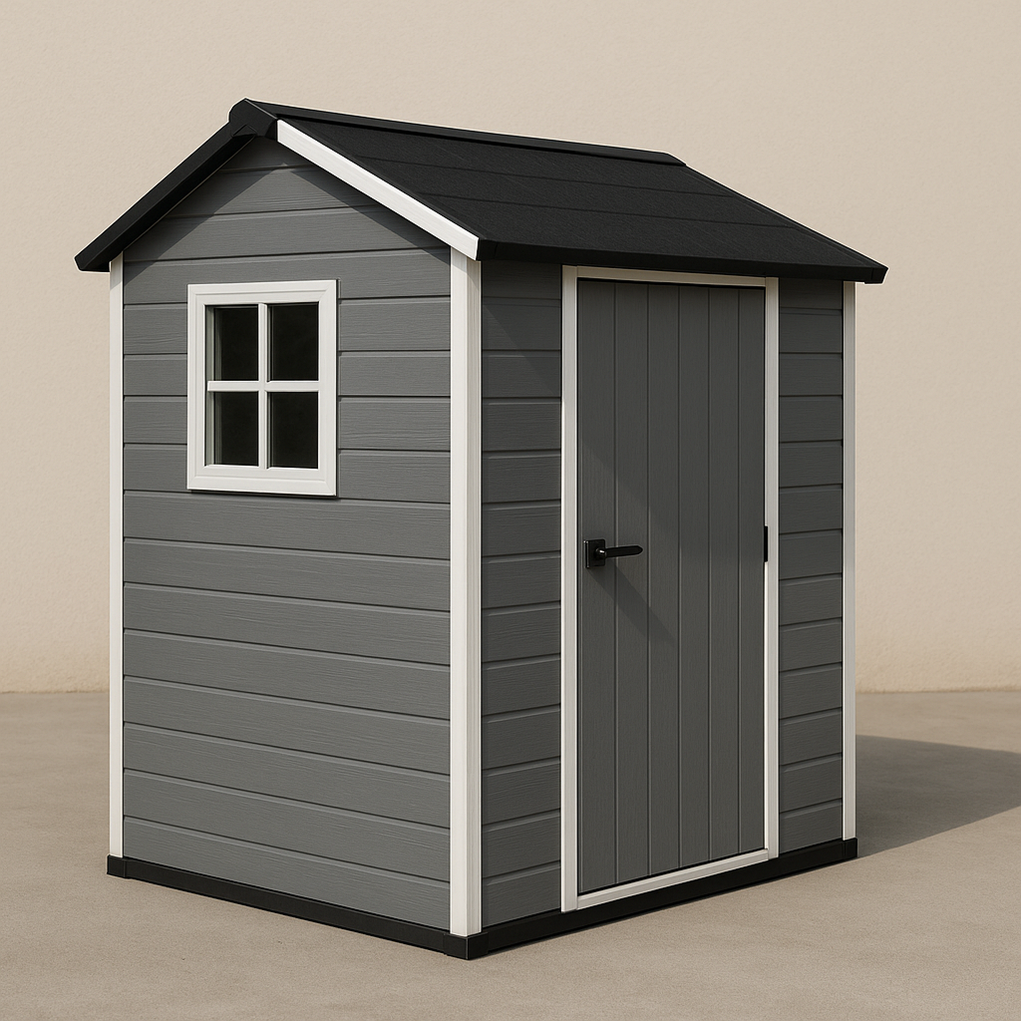 Gartenhaus aus Kunstharz, 180 x 150 x 240 cm, grau, GgIWkrF383UL