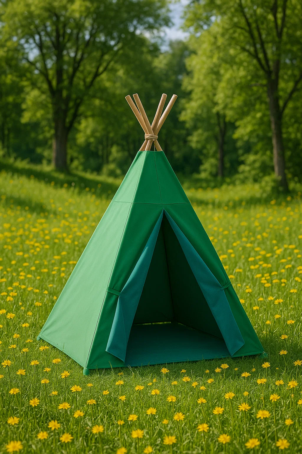 Grünes Tipi-Gartengerät für Kinder aus Stoff und Holz, 120×120×150 cm KMPEEXv147tv
