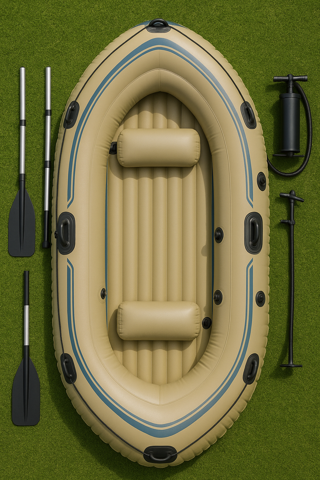 Aufblasbares Boot, beige-blau, PVC-Kunststoff, geeignet für See und Freizeit, 228 x 115 x 41 cm, nqeIJDi511cn