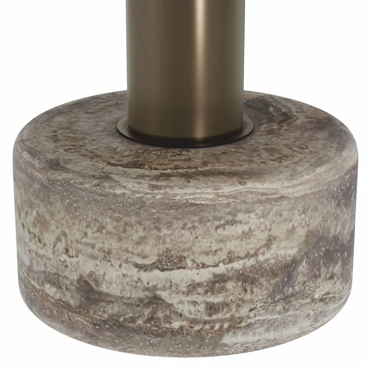 Luxus Travertin Couchtisch Grau Ø 70 cm - Luxus Wohnzimmer Möbel