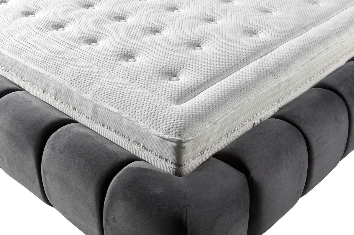 Luxus Doppelbett Grau - Verschiedene Größen - Modernes Bett mit Matratze - Schlafzimmer Möbel