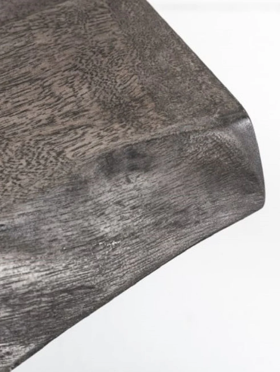 Industrial Design Beistelltisch Grau 43 x 35 x H. 46 cm - Industrie Stil Metall Tisch mit Massivholz Tischplatte - Industrial Design Möbel