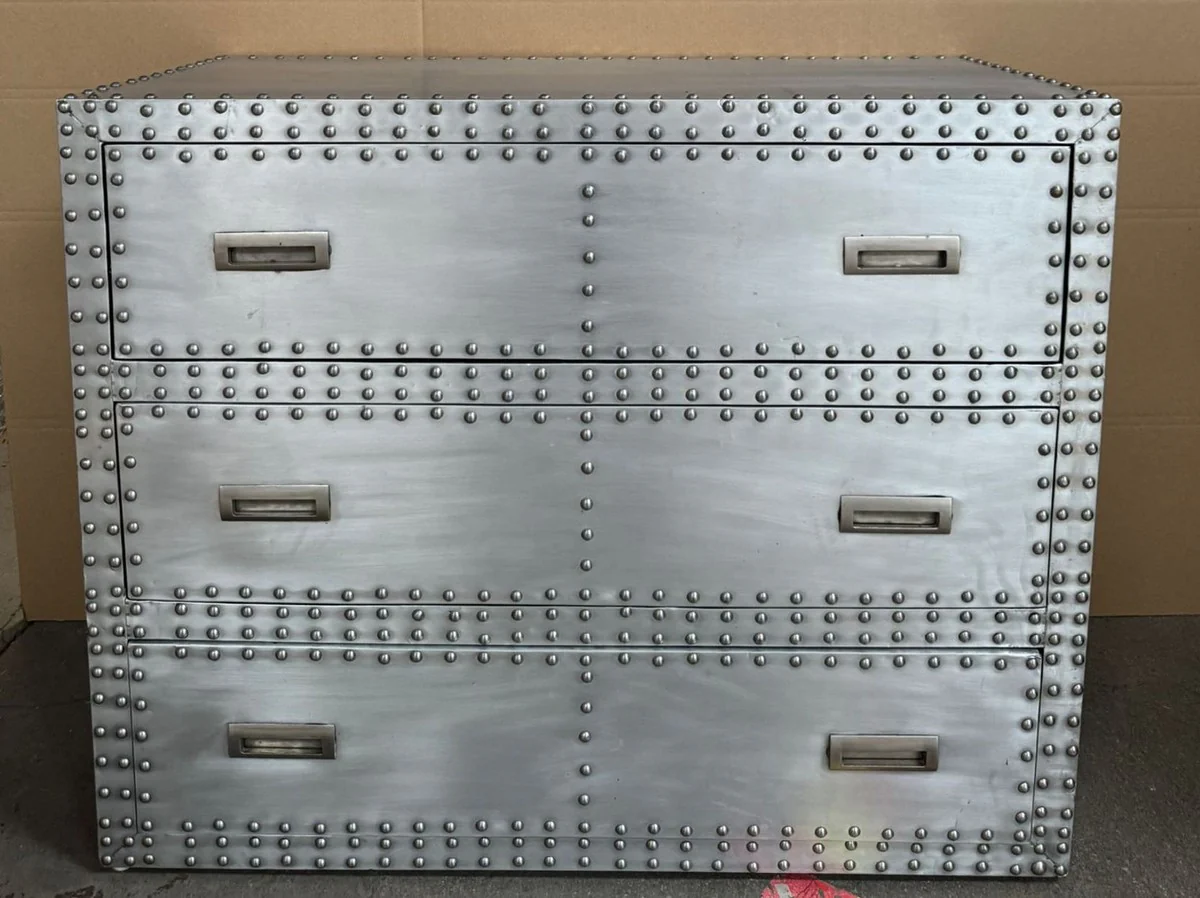 Aluminium Kommode mit 3 Schubladen 100 cm - Aluminium Möbel