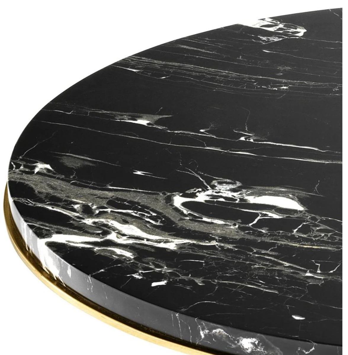 Luxus Wohnzimmer Beistelltisch in gold mit schwarzer Marmorplatte 50 x H. 57 cm - Limited Edition