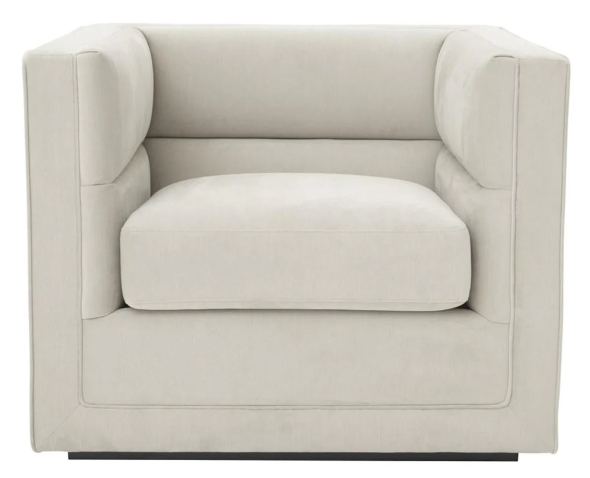 Luxus Sessel Hellgrau 92 x 86 x H. 73,5 cm - Luxus Wohnzimmer Sessel