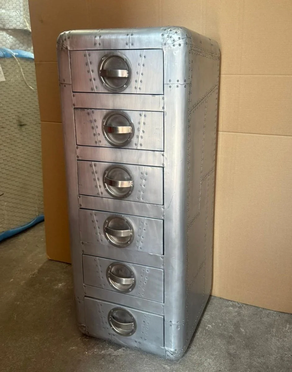 Aluminium Kommode mit 6 Schubladen H. 100 cm - Aluminium Möbel