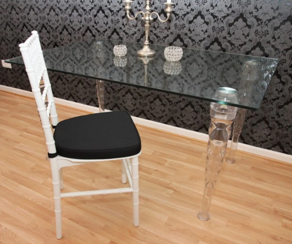 Designer Acryl Stuhl inkl Sitzkissen Weiß/Schwarz - Ghost Chair white - Polycarbonat Möbel - Polycarbonat Stuhl - Acryl Möbel - Geisterstuhl