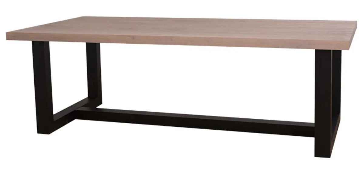 Landhausstil Esstisch Naturfarben / Schwarz 240 x 120 x H. 78 cm - Massivholz Esszimmertisch