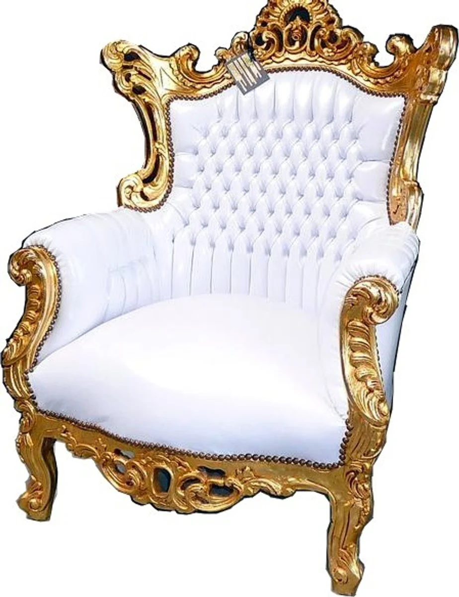 Barock Sessel Al Capone Weiß/Gold