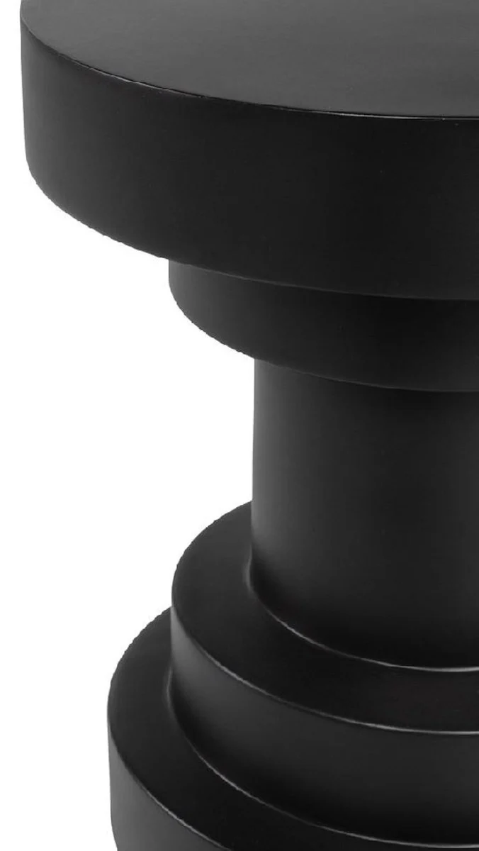 Luxus Beistelltisch / Hocker Schwarz Ø 38 x H. 45 cm - Runder Glasfaserverstärkter Tisch / Sitzhocker - Wohnzimmer Möbel - Luxus Möbel - Luxus Kollektion