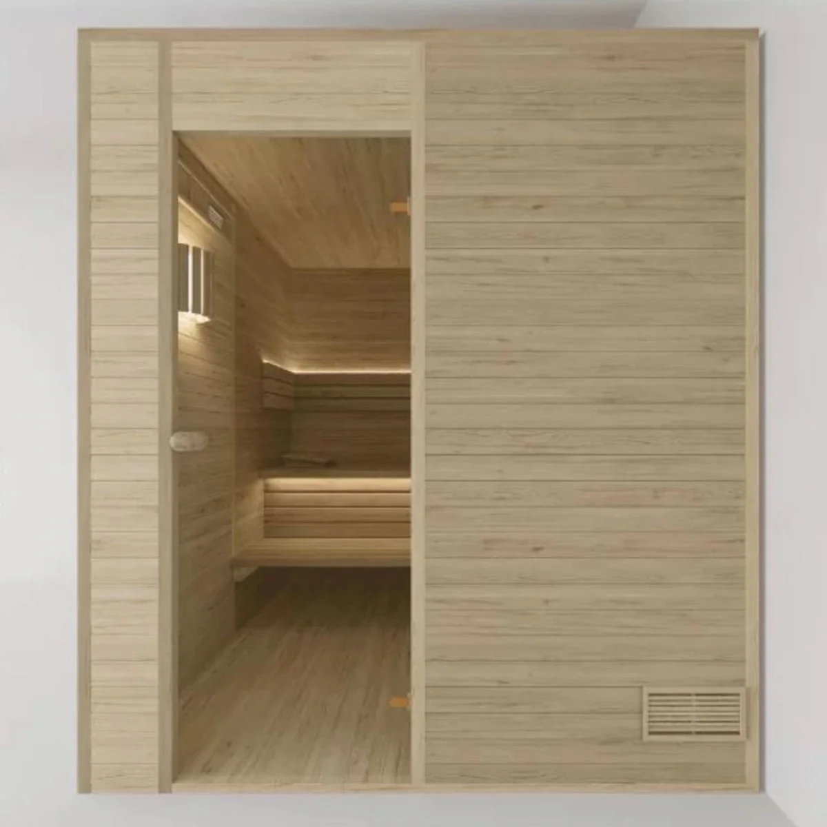 Luxus 6 Personen Innensauna Naturfarben 200 x 200 x H. 190 cm