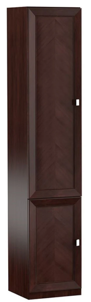 Luxus Wohnzimmerschrank mit 2 Türen Dunkelbraun / Silber 45,4 x 44,2 x H. 225,6 cm - Regalschrank Büroschrank - Luxus Möbel