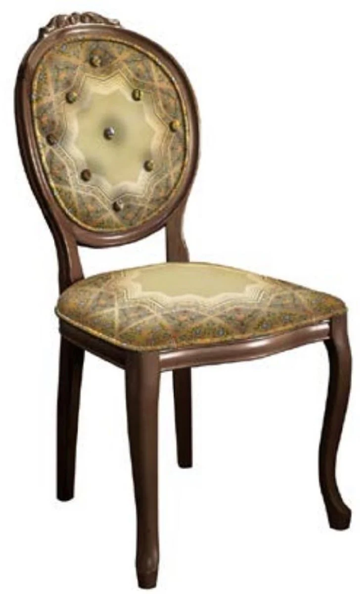 Barock Esszimmerstuhl Set Mehrfarbig / Braun - 6 Handgefertigte Küchen Stühle im Barockstil - Barock Esszimmer Möbel