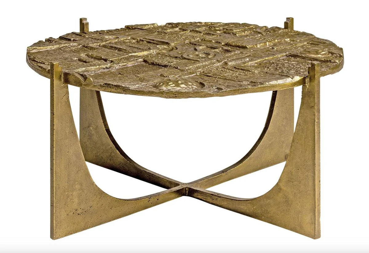 Luxus Art Deco Couchtisch Bronze 74 x 38 cm - Gold mit Glasplatte - Art Design Tisch