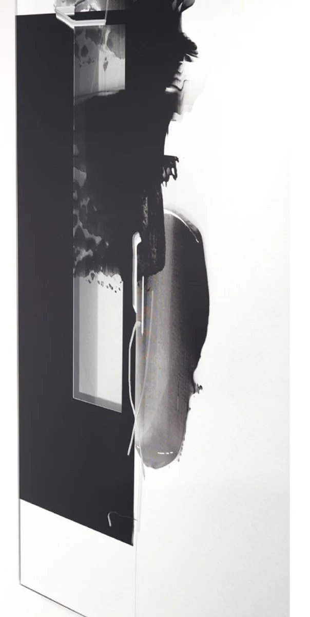 Designer Wohnzimmer Wandspiegel Schwarz 101 x H. 150 cm - Luxus Möbel