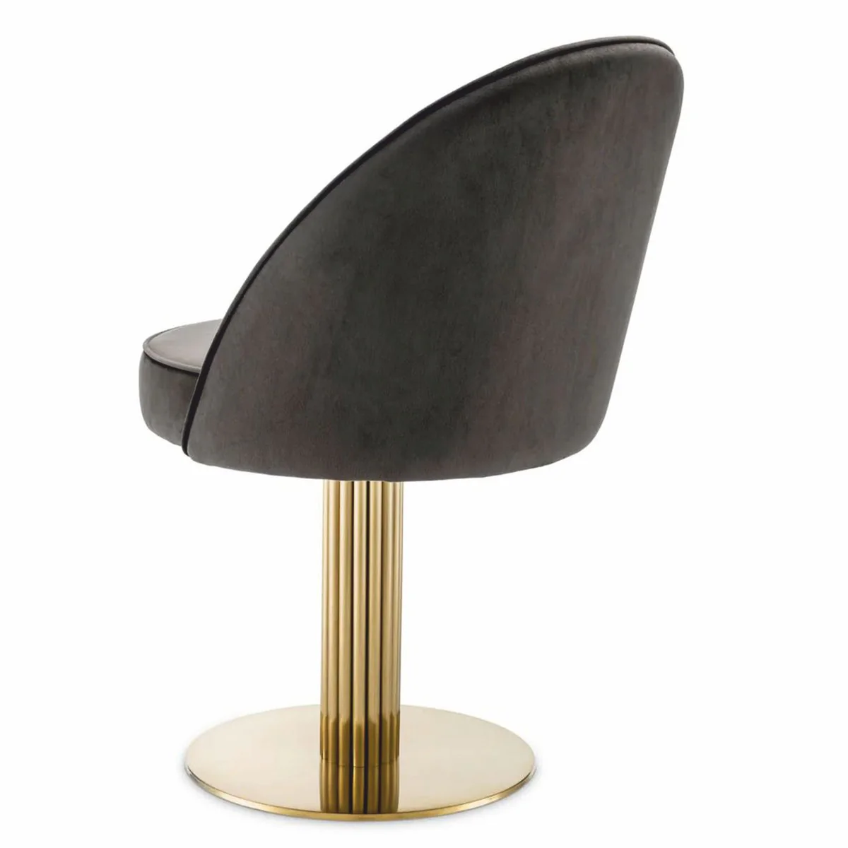 Luxus Esszimmer Stuhl Grau / Messing H.85 cm - Drehstuhl - Esszimmer Möbel