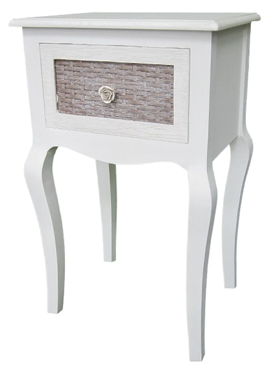 Landhausstil Telefontisch Hellgrau / Braun 40 x 32 x H. 68 cm - Handgefertigter Beistelltisch mit Schublade