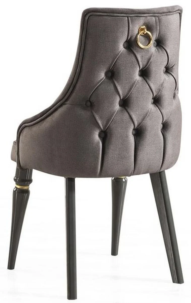 Luxus Art Deco Esszimmer Stuhl Set Grau / Gold 57 x 55 x H. 98 cm - Edles Küchen Stühle 6er Set - Art Deco Esszimmer Möbel