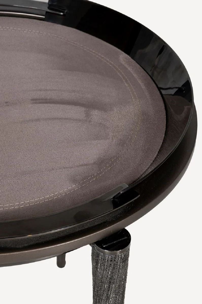 Luxus 3-Bein Beistelltisch Grau / Schwarz / Bronze Ø 53 x H. 55,16 cm - Runder Wohnzimmer Beistelltisch - Hotel Tisch - Wohnzimmer Möbel - Hotel Möbel - Luxus Qualität