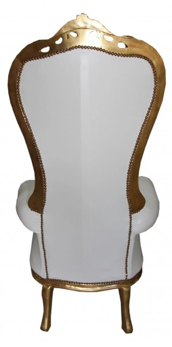 Barock Thron Sessel Majestic Mod1 Weiß/Gold - Riesensessel -Thron Stuhl Tron