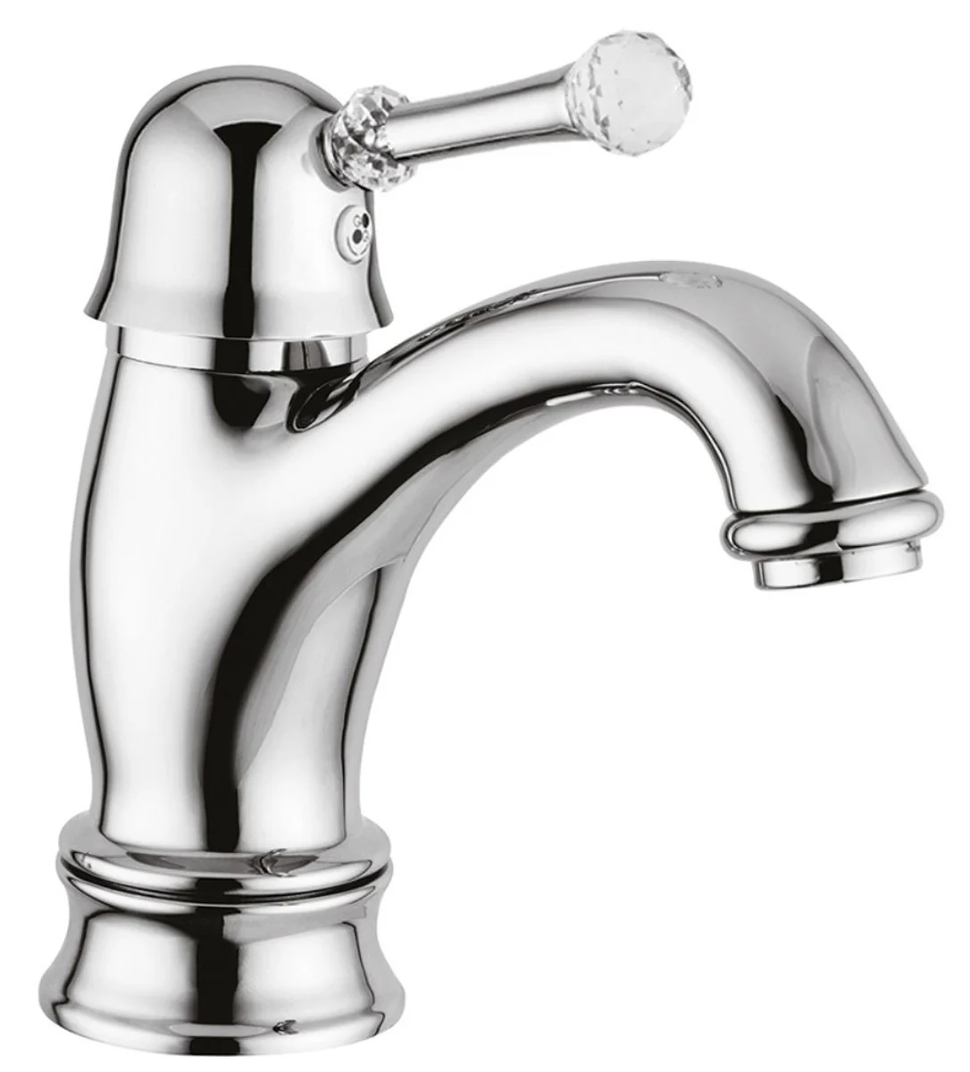 Luxus Waschtischarmatur mit Swarovski Kristallglas Silber H. 16,5 cm - Luxus Einhand Waschtischbatterie