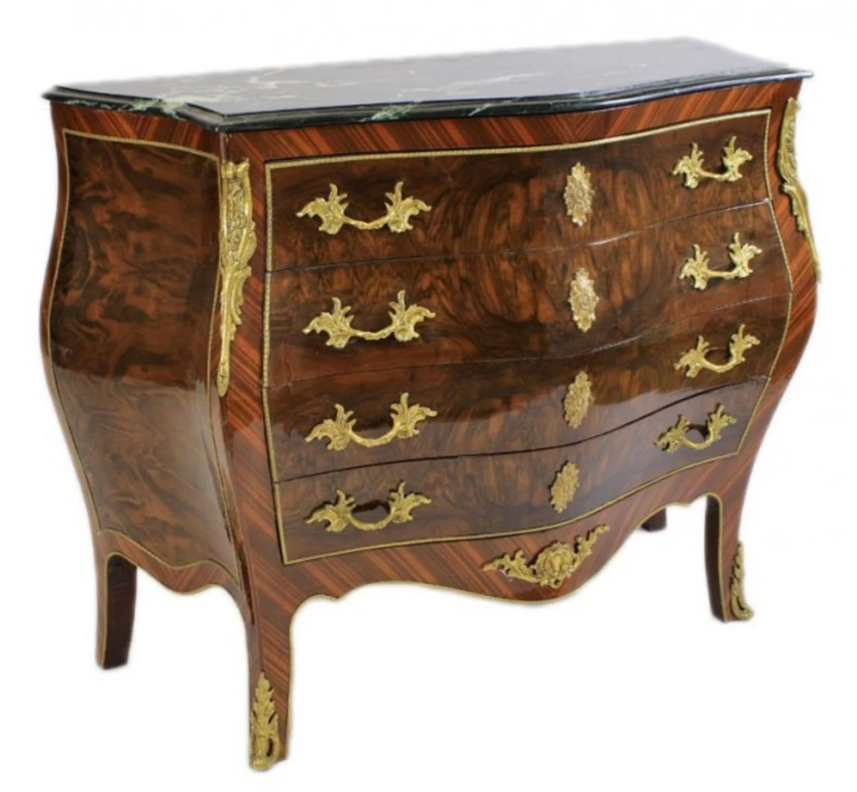 Barock Kommode Braun mit grüner Marmorplatte - Bombay Empire Kommode