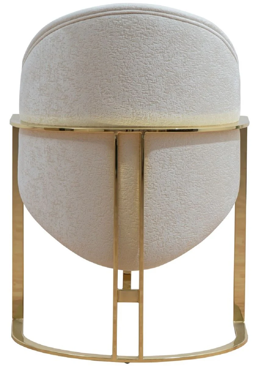 Luxus Esszimmer Stuhl mit Armlehnen Weiß / Gold H. 84 cm