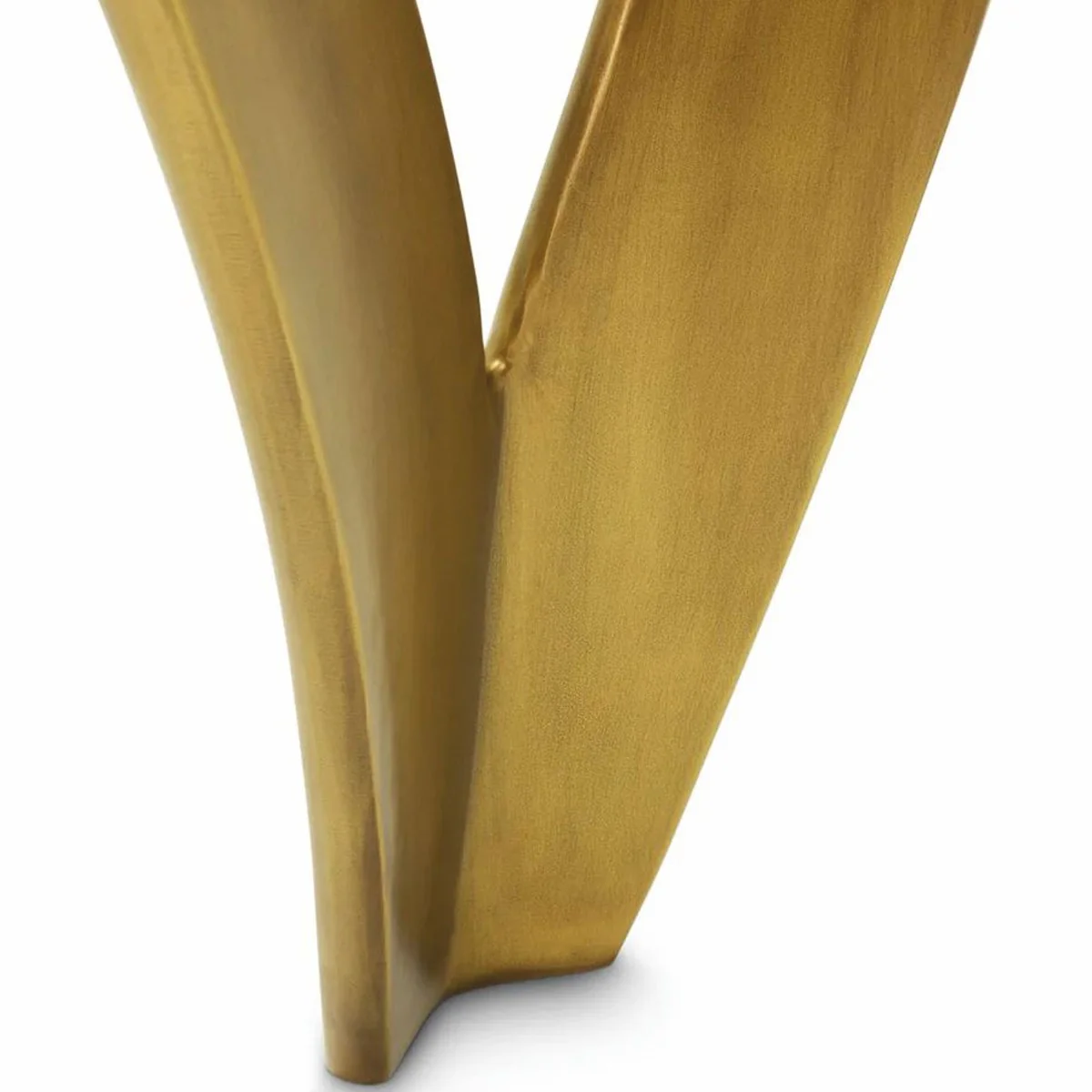 Luxus Aluminium Esstisch mit Glasplatte Vintage Messing 130 cm