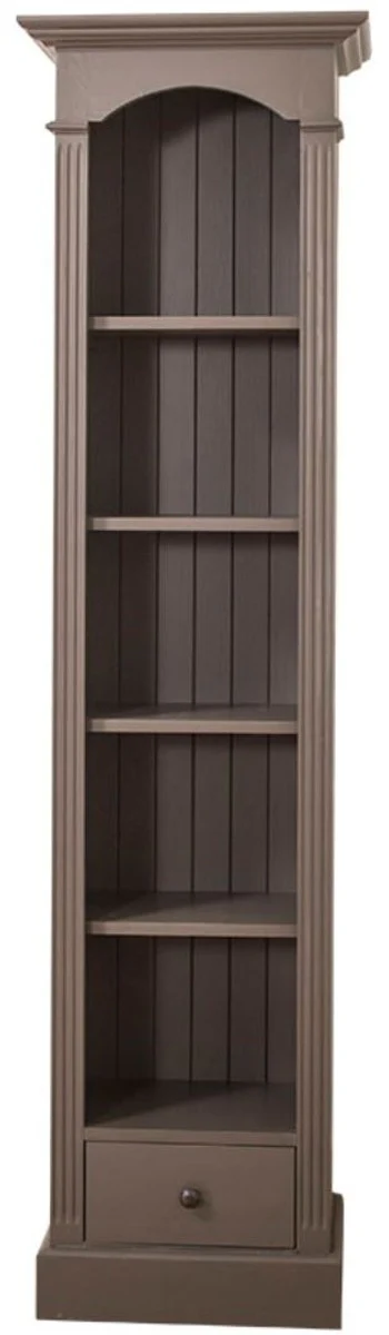Landhausstil Regalschrank Dunkelgrau 50 x 33 x H. 190 cm - Massivholz Schrank mit 4 Regalen und Schublade - Landhausstil Möbel