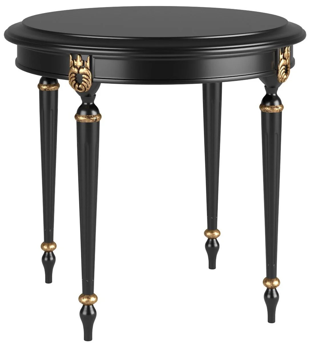 Luxus Barock Beistelltisch Schwarz / Antik Gold Ø 60 x H. 60 cm - Edler runder Tisch im Barockstil - Barock Wohnzimmer Möbel