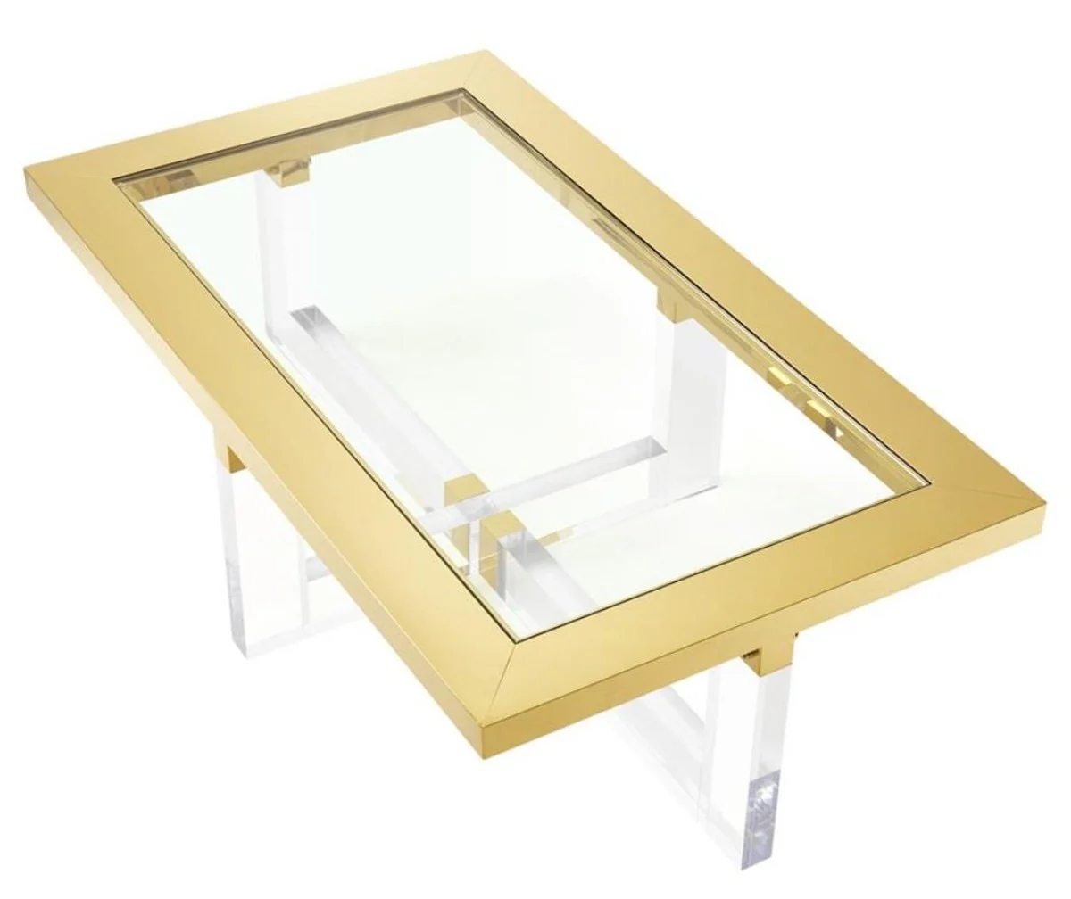 Luxus Couchtisch / Wohnzimmertisch Gold 140 x 80,5 x H. 43 cm - Wohnzimmermöbel