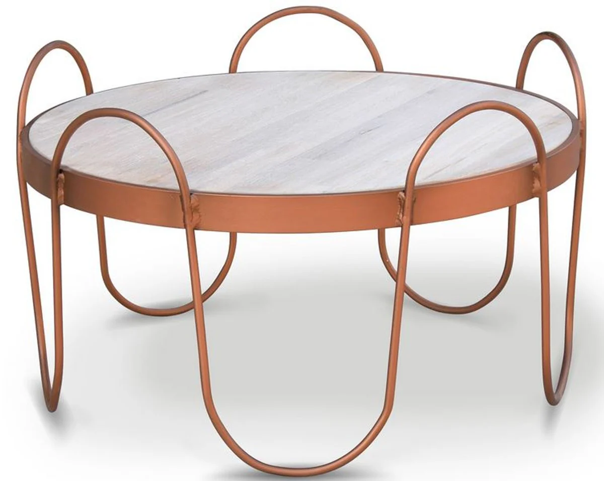 Massivholz Couchtisch - Verschiedene Farben & Größen - Runder Wohnzimmertisch mit rustikaler Eichenholz Tischplatte und Stahlrahmen - Wohnzimmer Möbel