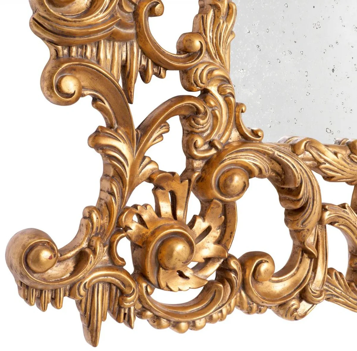 Luxus Barock Spiegel Antik Gold - Prunkvoller Barockstil Wandspiegel mit antikem Spiegelglas - Luxus Möbel im Barockstil - Prunkvolle Barock Möbel - Edel & Prunkvoll