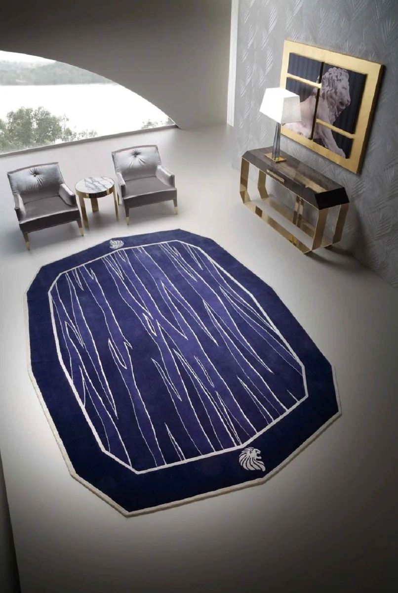 Luxus Wollteppich Lila / Schwarz / Weiß - Verschiedene Größen - Handgetufteter Woll Teppich - Wohnzimmer Teppich - Schlafzimmer Teppich - Luxus Kollektion