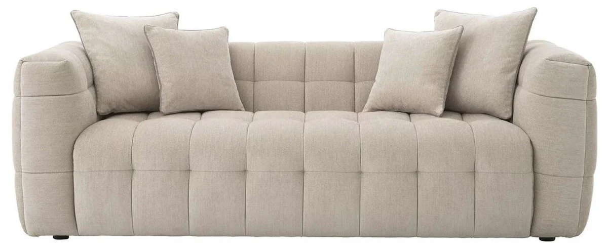 Luxus Sofa Sandfarben 230 x 100 x H. 75 cm - Wohnzimmer Sofa mit 4 Kissen - Wohnzimmer Möbel - Luxus Möbel - Wohnzimmer Einrichtung - Luxus Einrichtung - Luxus Qualität