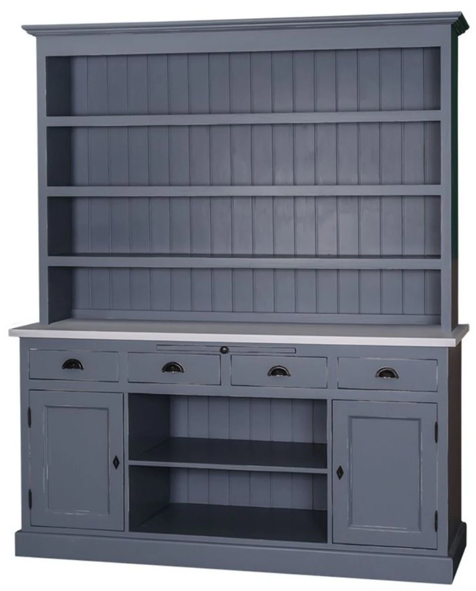 Landhausstil Küchenschrank Antik Blau / Grau 178 x 50 x H. 210 cm - Landhausstil Küchenmöbel