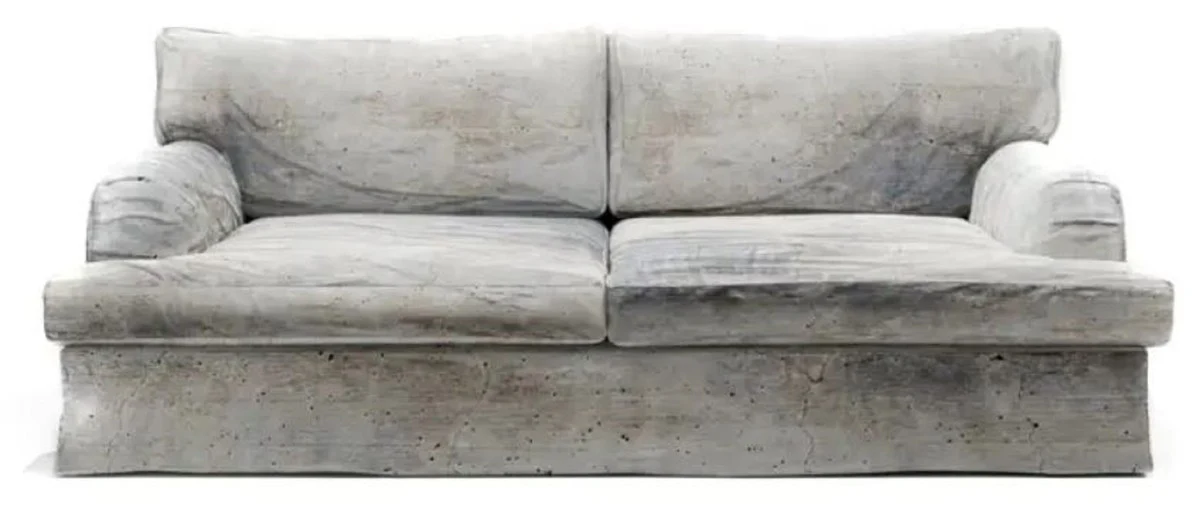 Luxus Samt Sofa Zementgrau 215 x 97 x H. 82 cm - Wohnzimmer Sofa - Hotel Sofa - Wohnzimmer Möbel - Hotel Möbel - Luxus Möbel - Wohnzimmer Einrichtung - Luxus Einrichtung
