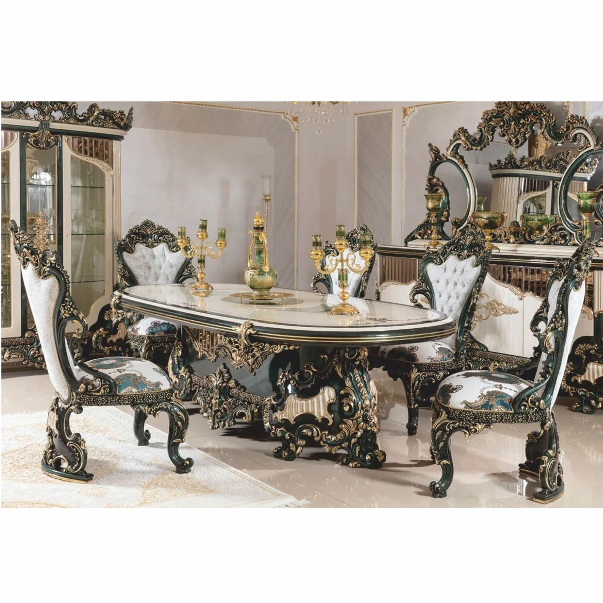 Luxus Barock Esszimmer Stuhl 6er Set - Hangefertigte Barockstil Esszimmer Möbel