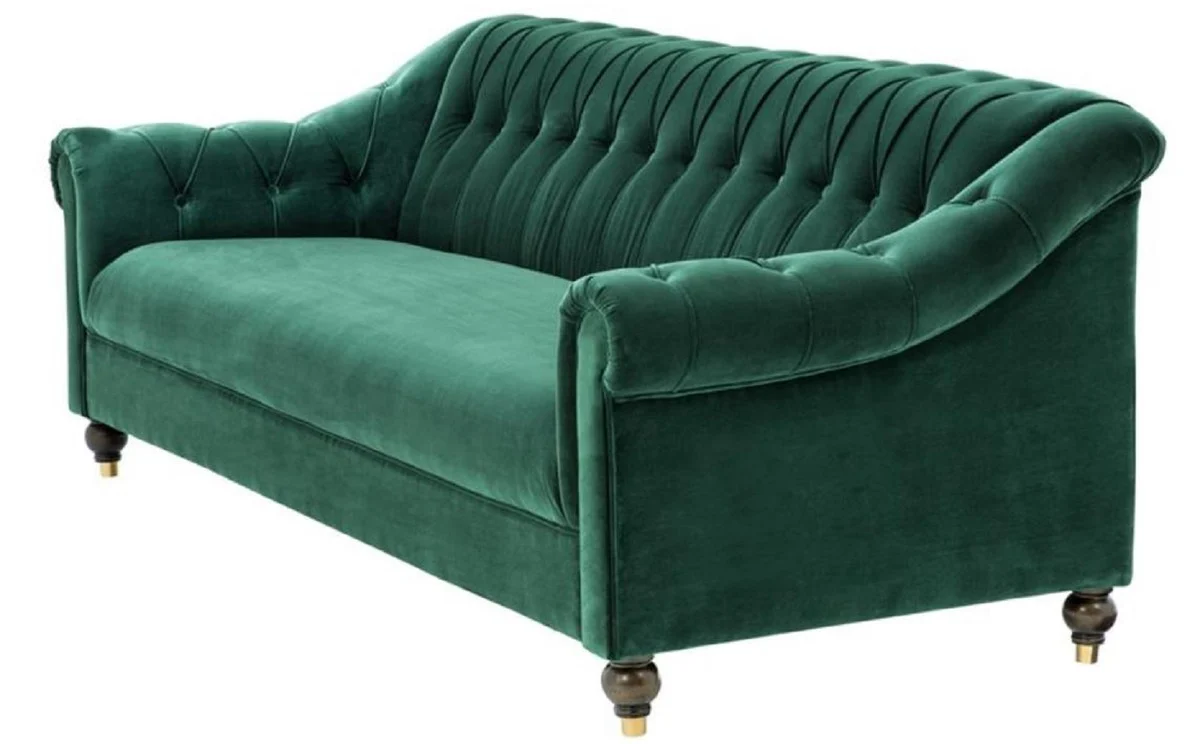 Luxus Chesterfield Wohnzimmer Sofa Grün / Braun / Gold 230 x 90 x H. 81,5 cm - Luxus Qualität