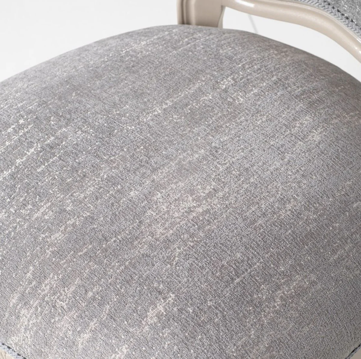 Luxus Barock Esszimmer Stuhl Grau / Hochglanz Beige 49,5 x 57 x H. 102,5 cm - Barockstil Küchen Stuhl - Prunkvolle Luxus Esszimmer Möbel im Barockstil - Barock Möbel