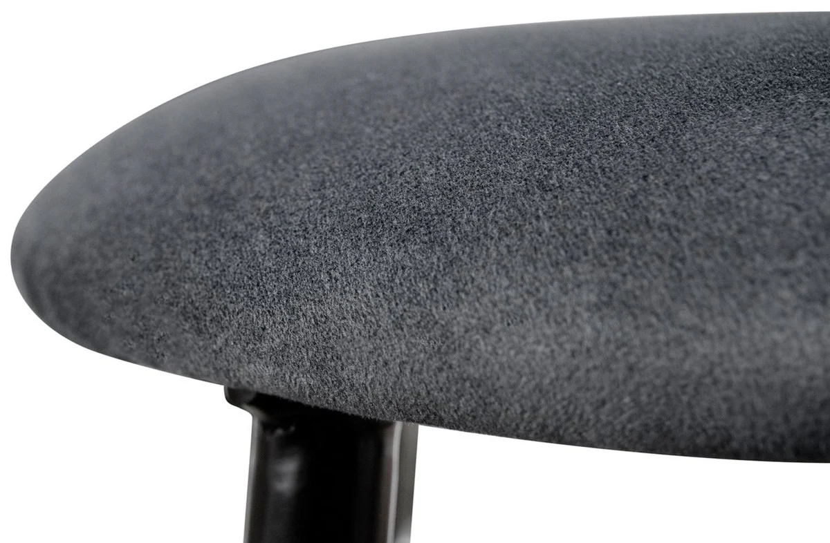 Luxus Barhocker Anthrazit / Schwarz Ø 37 x H. 76 cm - Barstuhl mit Samtstoff