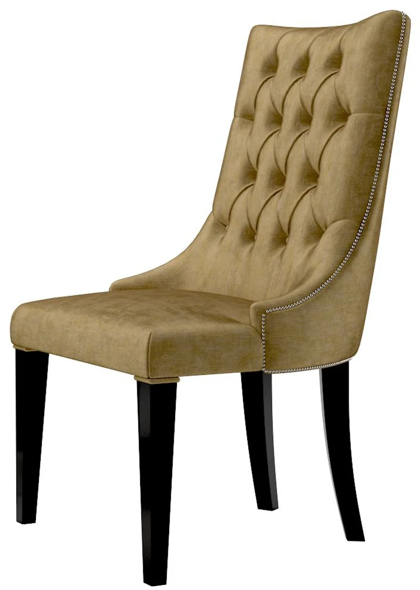 Luxus Barock Esszimmer Stuhl Set Gold / Schwarz / Silber 54 x 55 x H. 110 cm - Edle Küchen Stühle mit Samtstoff - Barock Stühle 6er Set - Esszimmer Möbel