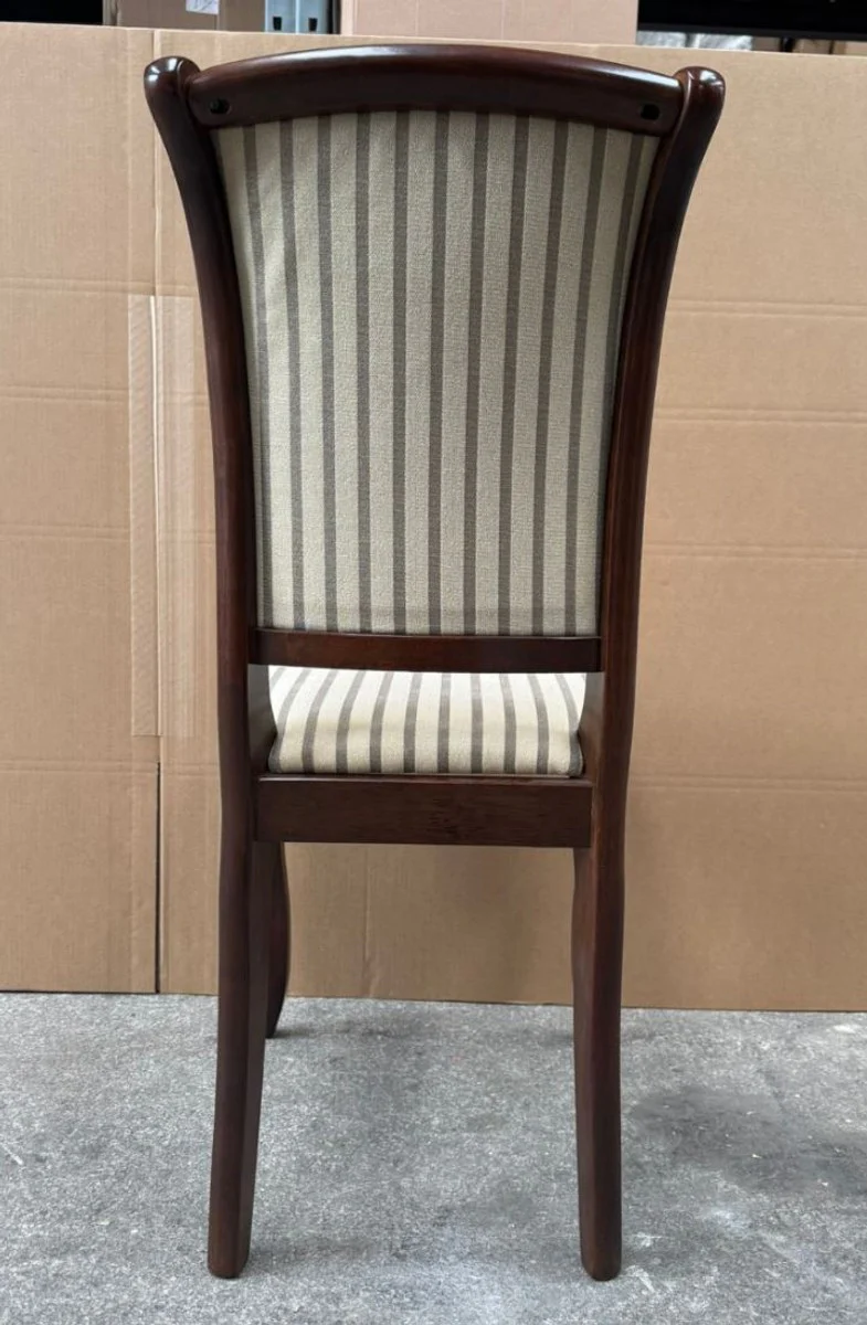 Barock Esszimmer Stuhl Creme / Silber / Dunkelbraun - Esszimmer Möbel