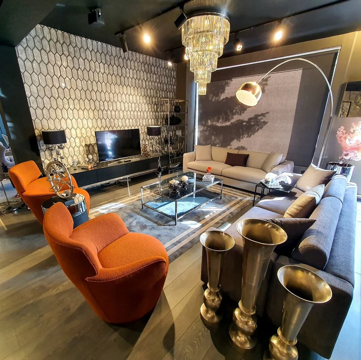 Luxus Sofa Grau 240 x 85 x H. 82 cm - Wohnzimmer Sofa - Hotel Sofa - Wohnzimmer Möbel - Hotel Möbel - Luxus Möbel