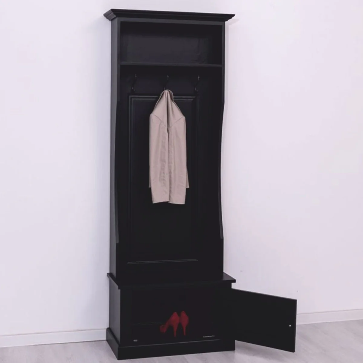 Landhausstil Garderobe Schwarz 80 x H. 210 cm - Garderoben Möbel