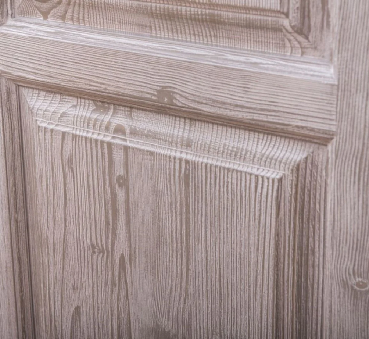 Landhausstil Schlafzimmerschrank Weiß / Naturfarben 232 x 59 x H. 197 cm - Massivholz Kleiderschrank mit 6 Türen und 4 Schubladen - Massivholz Schlafzimmer Möbel im Landhausstil